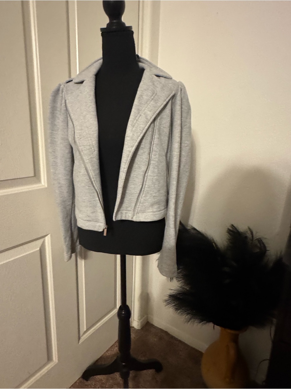LC Lauren Conrad Light Gray Zip-Front Moto Jacket